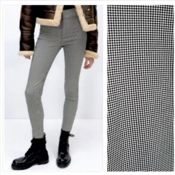 Zara Houndstooth Print Stretch Leggings - Picture 1 of 8